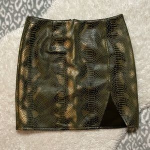 Akira Green Snakeskin Mini Skirt